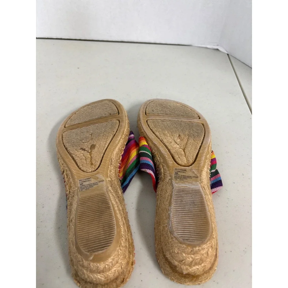 Cliffs by White Mountain Womens 8M Multi Color Striped Espadrille‎ Wedge Sandals